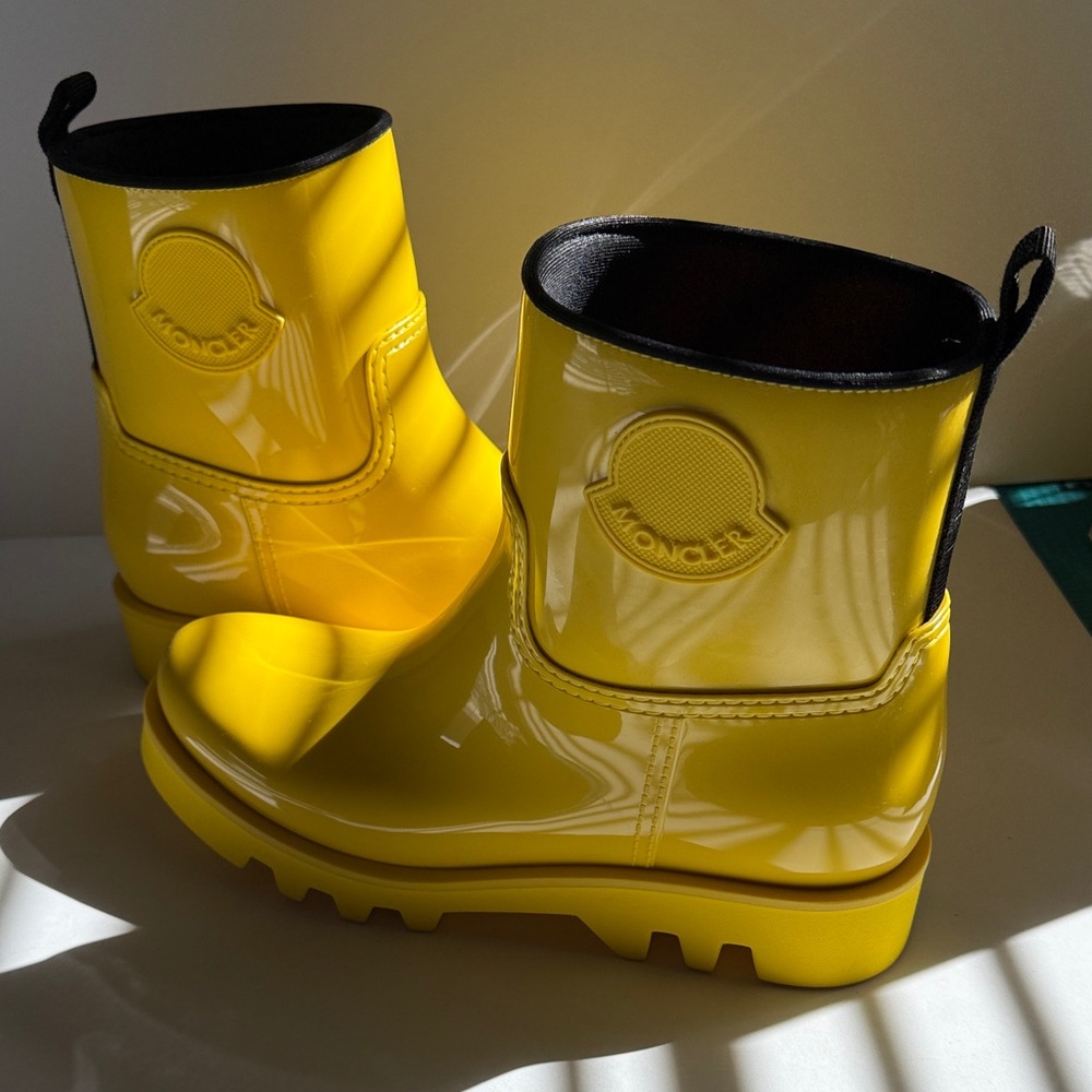 Moncler Women’s Ginette Rain Boots in rare Vibrant Yellow